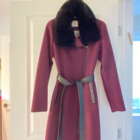 SOIA & KYO burgundy wool coat - Picture 1 of 6